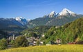 Panoramic landscape view of small tourist town Berchtesgaden