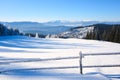 Panoramic landscape view of snow capped mountains Royalty Free Stock Photo