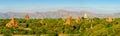 Panoramic landscape view of sunrise with ancient temples at Baga Royalty Free Stock Photo