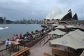 Panoramic landscape view of Sydney harbor bridge and Sydney Opera House