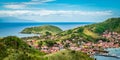 Panoramic landscape view of Terre-de-Haut, Guadeloupe, Les Saintes, Caribbean Sea. Royalty Free Stock Photo