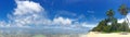Panoramic landscape view of Titikaveka Beach in Rarotonga Cook I Royalty Free Stock Photo