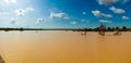 Panoramic landscape view to sahel and oasis Dogon Tabki with flooded river , Dogondoutchi, Niger