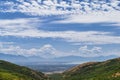 Panoramic Landscape view from Travers Mountain of Provo, Utah County, Utah Lake and Wasatch Front Rocky Mountains, and Cloudscape. Royalty Free Stock Photo