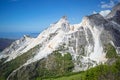 Panoramic landscape of white marble quarries of Carrara in the Apuan Alps. Colonnata, Massa Carrara district. Tuscany, Italy Royalty Free Stock Photo