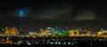 Panoramic Las Vegas Strip cityscape at night.