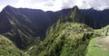 Panoramic Macchu Picchu inca ruins, Peru Royalty Free Stock Photo