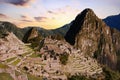 Panorama of Machu Picchu ruins in Cuzco, Peru Royalty Free Stock Photo