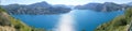 Panoramic: magnificent Serre PonÃÂ§on lake in front of the alpine mountain