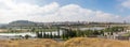 Panoramic main view at the Badajoz city from the Fuerte San CristÃÂ³bal, Guadiana river, Alcazaba of Badajoz and full Badajoz