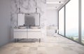 Panoramic marble bathroom interior, sink Royalty Free Stock Photo