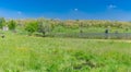 May landscape with Suha Sura river in Vasylivka village near Dnepr city, central Ukraine