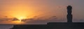 Panoramic of the moai ahu Tahai during sunset Easter Island Royalty Free Stock Photo