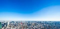 Panoramic modern city skyline aerial view under blue sky in Tokyo, Japan Royalty Free Stock Photo