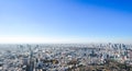 Panoramic modern city skyline aerial view under blue sky in Tokyo, Japan Royalty Free Stock Photo