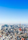 Panoramic modern city skyline aerial view under blue sky in Tokyo, Japan Royalty Free Stock Photo