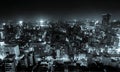 Panoramic modern city skyline bird eye aerial view with night sky in Osaka, Japan Royalty Free Stock Photo