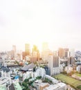 Panoramic modern city skyline bird eye aerial view from tokyo tower under dramatic sunrise and morning blue sky in Tokyo, Japan Royalty Free Stock Photo