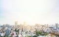 Panoramic modern city skyline bird eye aerial view from tokyo tower under dramatic sunrise and morning blue sky in Tokyo, Japan Royalty Free Stock Photo