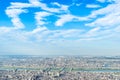 Panoramic modern city urban skyline bird eye aerial view under sun & blue sky in Tokyo, Japan Royalty Free Stock Photo