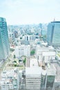 Panoramic modern cityscape building view of Nagoya, Japan. mix hand drawn sketch illustration