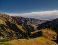 Panoramic Moldo-Ashuu pass aka Ak Tala near Kurtka, Naryn. Kyrgyzstan