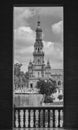 Monochrome frame of Plaza de Espana in Sevilla, Spain