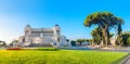 Panoramic of the Monument of Victor Emmanuel II at Venezia Squara at sunrise