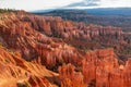 Panoramic morning sunrise view on sandstone rock formations on Navajo Rim hiking trail in Bryce Canyon National Park, Utah Royalty Free Stock Photo