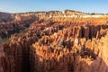 Panoramic morning sunrise view on sandstone rock formations on Navajo Rim hiking trail in Bryce Canyon National Park, Utah Royalty Free Stock Photo