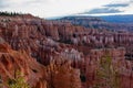 Panoramic morning sunrise view on sandstone rock formations on Navajo Rim hiking trail in Bryce Canyon National Park, Utah Royalty Free Stock Photo