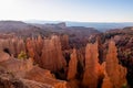 Panoramic morning sunrise view on sandstone rock formations on Navajo Rim hiking trail in Bryce Canyon National Park, Utah Royalty Free Stock Photo