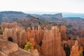 Panoramic morning sunrise view on sandstone rock formations on Navajo Rim hiking trail in Bryce Canyon National Park, Utah Royalty Free Stock Photo