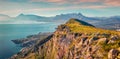 Panoramic morning view of Bagheria town and national park Orientata Pizzo Cane