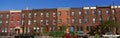 Panoramic morning view of red brick row houses of Philadelphia, PA