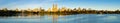 Upper West Side skyline and Central Park Reservoir, New York City panoramic Royalty Free Stock Photo