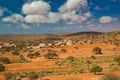 Panoramic Moroccan landscape with hills and cactuses Royalty Free Stock Photo