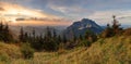 Panoramic mountain fall sunset landscape, Rozsutec Royalty Free Stock Photo