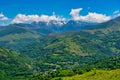 Panoramic of mountain landscape in summer. Pyrenees Royalty Free Stock Photo