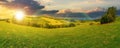 Panoramic mountain landscape at sunset Royalty Free Stock Photo