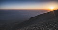 Panoramic mountain landscape at sunset on the rocky slope of Mount Ararat Royalty Free Stock Photo
