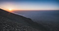 Panoramic mountain landscape at sunset on the rocky slope of Mount Ararat Royalty Free Stock Photo