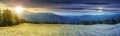 Panoramic mountain landscape time change Royalty Free Stock Photo