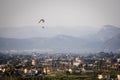 Panoramic of a mountain with a parapent