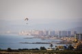 Panoramic of a mountain with a parapent Royalty Free Stock Photo