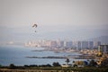 Panoramic of a mountain with a parapent