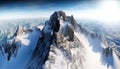 Panoramic mountain range, majestic beauty in nature, frozen winter wonderland generated by AI Royalty Free Stock Photo