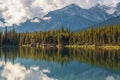 Panoramic Mountain Reflections On Herbert Lake Royalty Free Stock Photo