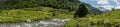Panoramic of a mountain valley Royalty Free Stock Photo