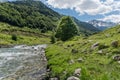 Panoramic of a mountain valley Royalty Free Stock Photo